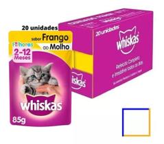 Caixa C/20 Whiskas Sachê Gatos Filhotes Frango Ao Molho 85g