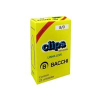 Caixa c/25 clips galvanizados 8/0 clipes escritório bacchi