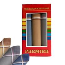 Caixa c/ 3 Lenço Masculino de Bolso Cores Variadas Premier