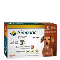 Caixa c/ 3un Antipulgas Simparic 20mg para Cães de 5,1 a 10kg