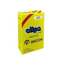 Caixa c/50 clips galvanizados 6/0 clipes escritório bacchi Caixa c/50 clips galvanizados 6/0 clipes escritório bacchi