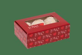Caixa c/ visor especial p/ 06 doces love you pct c/ 10 unid.