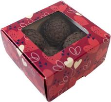 CAIXA C/ VISOR P/ 04 DOCES 4x8x8cm LOVERS PCT C/10 UNIDADES