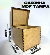 Caixa Caixinha de MDF Cru 3mm - 1 UNIDADE - Tampa Articulada - MONTADO - 10 cm x 10 cm x 12 cm