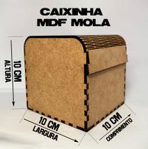 Caixa Caixinha de MDF Cru 3mm - 4 UNIDADES - Mola Articulada - MONTADO - 10 cm x 10 cm x 10 cm