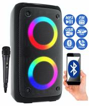 Caixa Caixinha De Som Amplificada Portátil Bluetooth FM USB SD Led Rgb Bateria C/ Microfone
