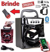 Caixa Caixinha de Som Portátil Bluetooth Celular Universal Sem Fio Mp3 Rádio Fm Usb + Adaptador Para Cartão Micro Sd