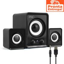 Caixa Caixinha De Som Sub Woofer 2.1 P2 Usb Sd Pc Notebook Cabo Usb P2 11 Watts Preto