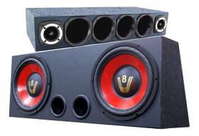 Caixa Carro Som Automotivo Trio Sub 12 + Corneteira 4d 2t