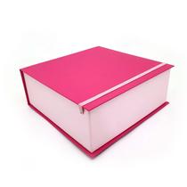 Caixa Cartonada Livro 20x20x8 Pink e Rosa Claro com Elastico