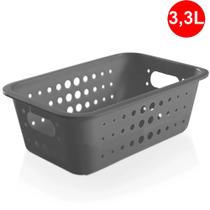 Caixa (Cesta) Organizadora Média Baixa 3,3 Litros 29x19,5x8,5cm Chumbo CO 420 OU