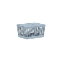 Caixa Cesto Organizador Grande Grid Com Tampa 8 Litros - Ou Caixa Cesto Organizador Grande Grid Com Tampa 8 Litros - Ou