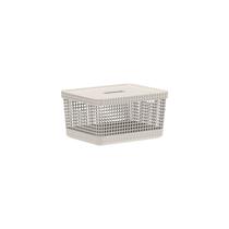 Caixa Cesto Organizador Grande Grid Com Tampa 8 Litros - Ou Caixa Cesto Organizador Grande Grid Com Tampa 8 Litros - Ou