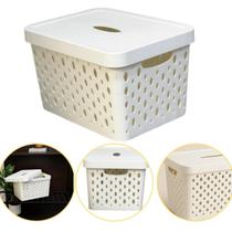 Caixa Cesto Organizador Multiuso Empilhável 17 L Cor Branco