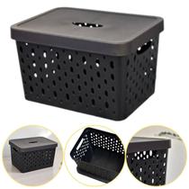 Caixa Cesto Organizador Multiuso Empilhável 17 L Cor Preto