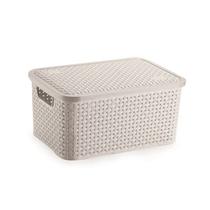 Caixa Cesto Organizador Rattan e Tampa Med 8 Litros Coral