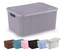 Caixa Cesto Organizador Rattan Médio Com Tampa Caixa Cesto Organizador Rattan Médio Com Tampa