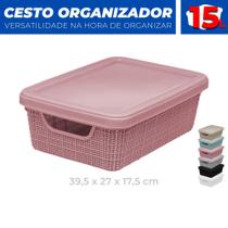 Caixa Cesto Organizador Tampa Armário Gaveta Multiuso 39x27