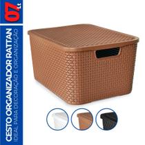Caixa Cesto Organizadora c/ Tampa Cozinha Banheiro 7L 29x19