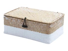 Caixa Cesto Organizadora Decorativa Fibra Natural Multiuso Cru Branco Multiuso Lavanderia Banheiro