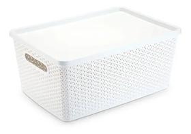 Caixa /cesto Organizadora Rattan Branco - Plasnorthon 35l