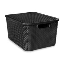 Caixa Cesto Rattan Organizadora c/ Tampa Multiuso 15L 34x26