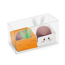 Caixa Clean 2 Docinhos com Forminhas - Feliz Páscoa Composê - 10 unidades - Cromus - Rizzo Embalagens