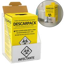 Caixa Coletora Descarpack 3litros Suporte Parede Mesa Balcão Resíduos Infectantes Descarte Biológico Caixa Coletora Descarpack 3litros Suporte Parede Mesa Balcão Resíduos Infectantes Descarte Biológico