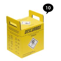 Caixa Coletora Perfurocortante Amarela 07 Litros (DESCARBOX) - 10 Unidades