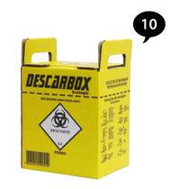 Caixa Coletora Perfurocortante Amarela 13 Litros (DESCARBOX) - 10 Unidades