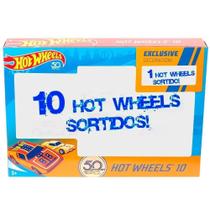 Caixa com 10 Carrinhos Hot Wheels Sortidos Mattel - FUN
