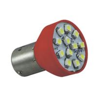 Caixa Com 10 Lâmpadas Led 24V BAY15D 12 LEDs Vermelho