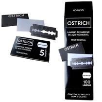 Caixa Com 100 Lâminas De Barbear De Aço Ostrich