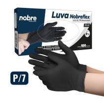 Caixa Com 100 Luvas Tpe Sem Pó Descartável P Preta Nobre Nobreflex Para Alimentos