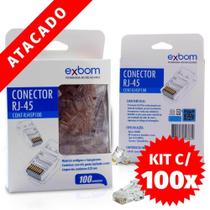 Caixa com 100 Unidades conector RJ45 Cat5E - CONT-RJ45P100 - Exbom