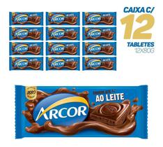 Caixa Com 12 - Barra / Tablete De Chocolate Ao Leite Arcor