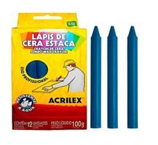 Caixa com 12 Lápis de Cera Estaca para Madeira Cimento Mármore Acrilex