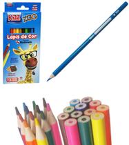 Caixa com 12 Lápis de Cor Formato Redondo Zoo - Kaz