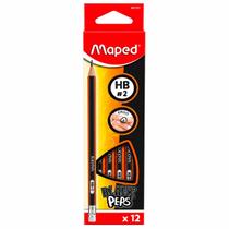Caixa com 12 Lápis Preto Maped Black Peps HB com Borracha Caixa com 12 Lápis Preto Maped Black Peps HB com Borracha