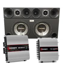 Caixa com 2 Sub Pioneer Ts-W3060br + Corneteira + Módulos Taramps