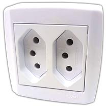 Caixa com 2 Tomadas 10a Monobloco de Sobrepor Slim Box Sistema X de Parafusar