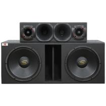 Caixa com 2 Woofer de 12 Eros E-450LC + Corneteira Hinor