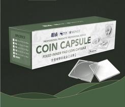 Caixa Com 20 Capsulas Acrílicas Quadradas Para Moedas Letra D Caixa Com 20 Capsulas Acrílicas Quadradas Para Moedas Letra D