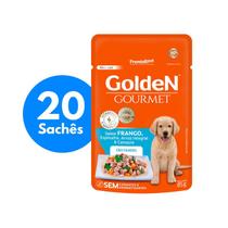 Caixa com 20 Sachês Golden Gourmet Para Cães Filhotes Sabor Frango - 85g Cada