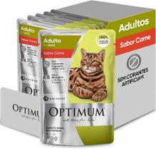 Caixa com 20 sachês Optimum para Gatos Adultos Sabor Carne 85gr Caixa com 20 sachês Optimum para Gatos Adultos Sabor Carne 85gr