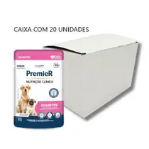 Caixa com 20 Sachês Premier Nutrição Clínica Diabetes Cães Filhotes e Adultos 85g