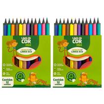 Caixa Com 24 Mini Lápis Cores Vivas e Duráveis Escolar