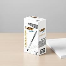 Caixa com 25 Canetas Pretas Celebration Corpo Prata Premium