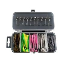 Caixa Com 25 Iscas Artificiais Macias Para Pesca De Perca E Peixes, Iscas Com Cauda Enrolada, Anzóis