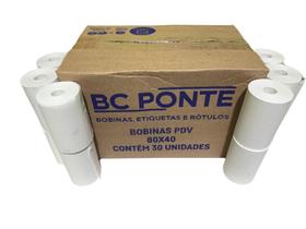 Caixa Com 30 Bobinas Térmicas 80x40mm Para PDV Impressoras Elgin, Bematech, Cupom Fiscal Papel BPA Free OJI